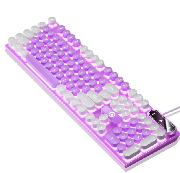 银雕K600电竞机械手感吃鸡游戏发光键盘有线朋克拼色电脑配件