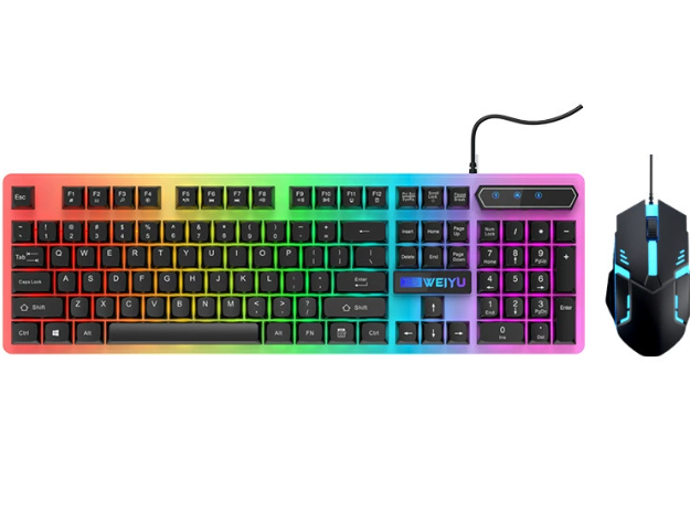 现货速发机械手感有线键盘鼠标发光套装游戏电竞电脑外设配件批发