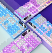 银雕K600电竞机械手感吃鸡游戏发光键盘有线朋克拼色电脑配件